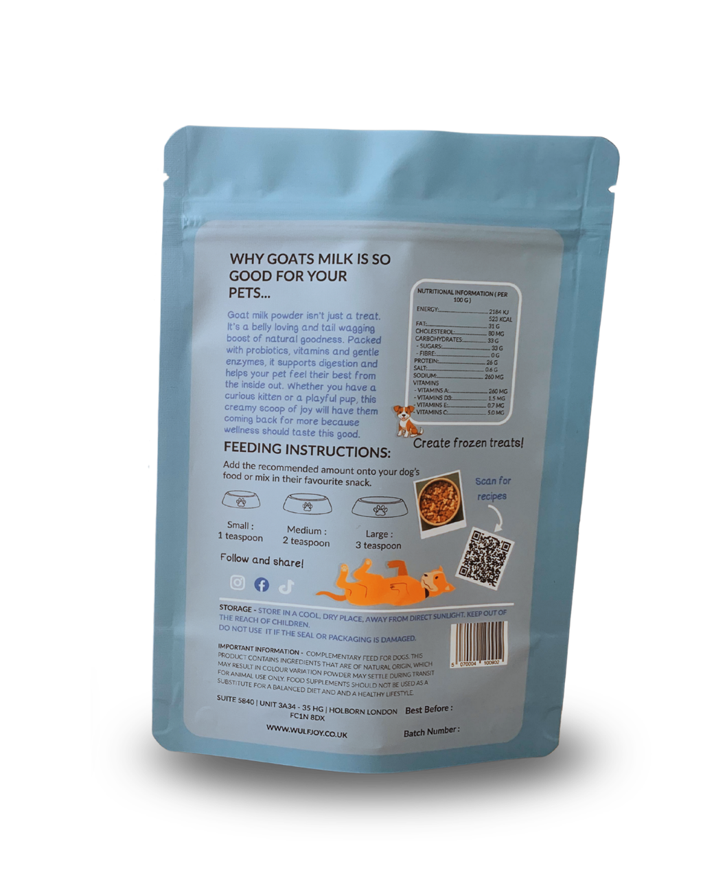 Whole Goats Milk Powder for Dogs & Cats | Natural Digestive & Immune Support