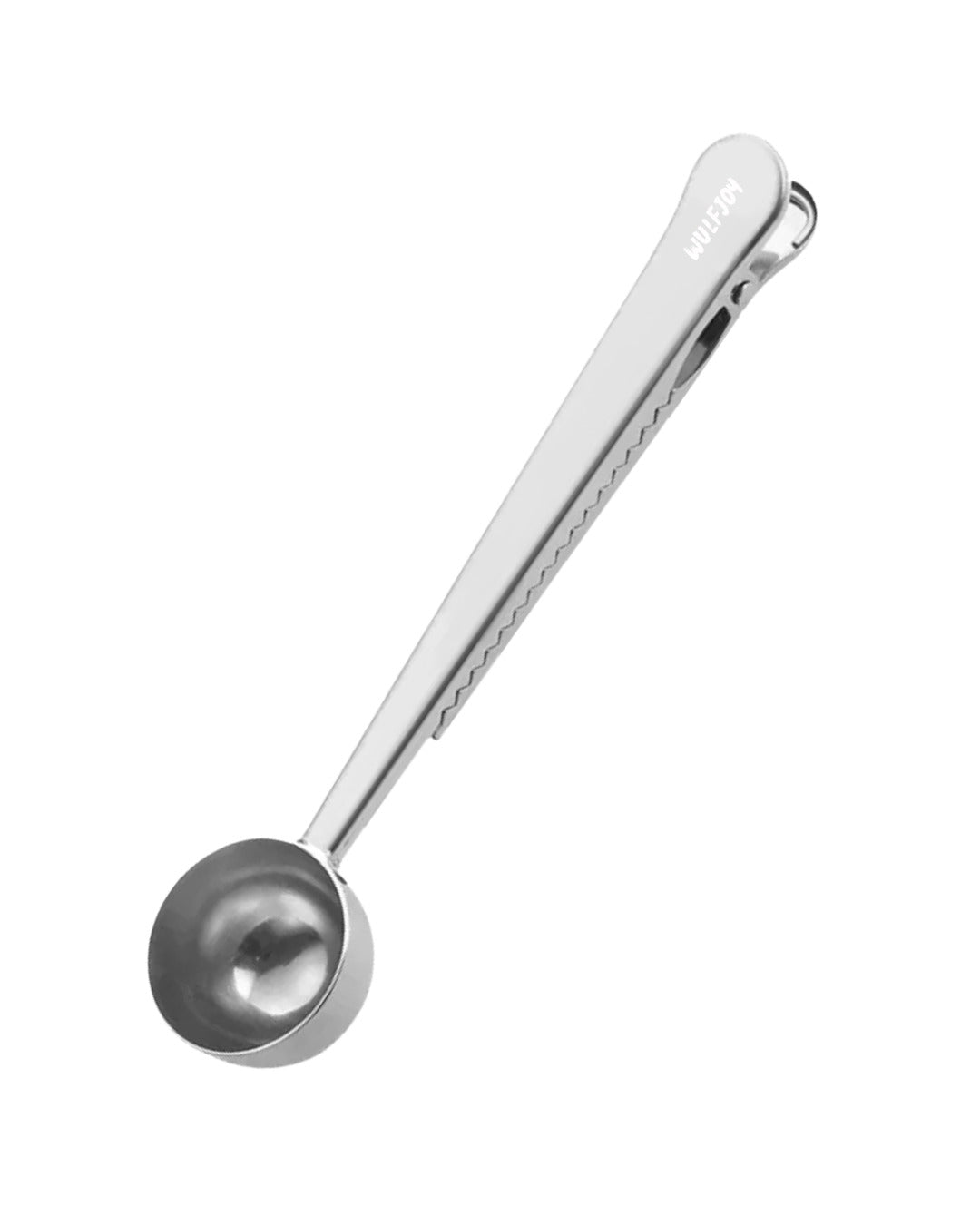 WulfJoy stainless steel measuring scoop with bag clip, product image