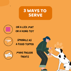 Illustrated serving ideas for using WulfJoy Pumpkin Powder as a dog food topper